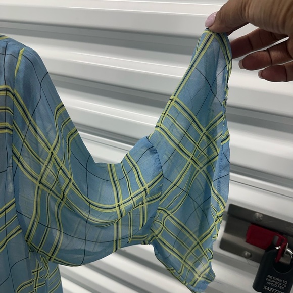 Do Everything in Love Women Soft Flared Sleeve Plaid Check Kimono Shawl Cardigan - Picture 4 of 10